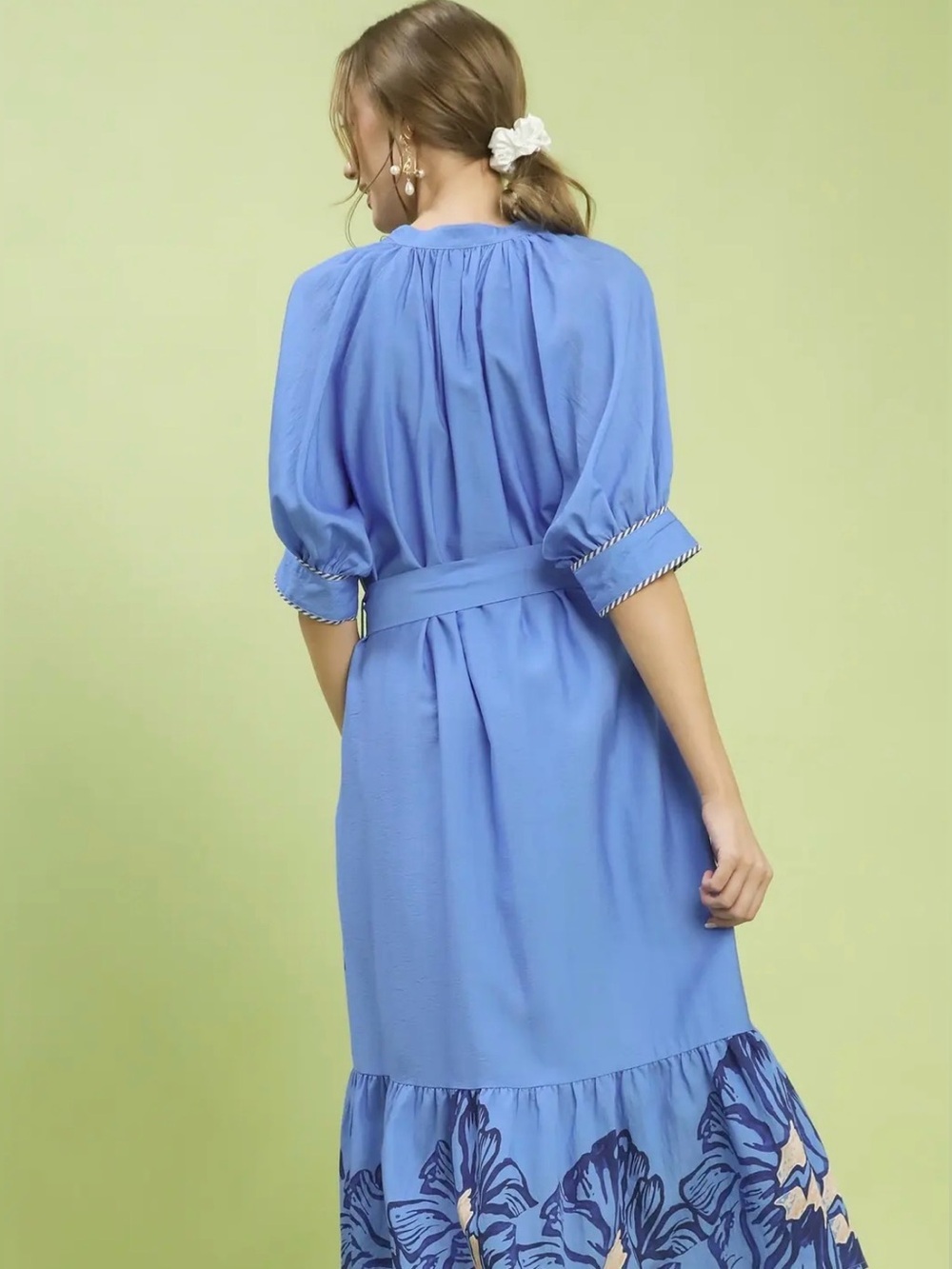 Umgee Floral Belted Midi Dress - Picture 4 of 6